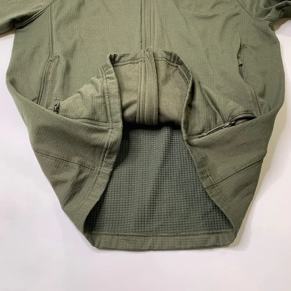 The North Face Jacket Mens M Medium Army Green‎ Borod Grid Fleece Lined Full Zip